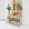 3Tier Bamboo Plant Stand Ladder Garden Rack Folding Display Hanging Shelf