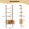 Boho Open Display Shelf Storage Organizer with Rattan Cabinet-Natural