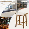 Set of 2 Bar Stools Saddle Seat Stool Counter Height Stools W/ Rubber Wood Legs