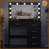 Makeup Desk Dressing Table Vanity Set With Large Mirror 11 LED Bulbs & 5 Drawers