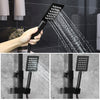 Exposed Shower Taps Mixer Valve Black Bathroom Square Twin Head Bar Shower Set