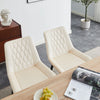 2pcs Beige Dining Chairs Set Velvet Diamond Back Padded Seat Restaurant Chair