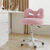 Rotating Vanity Stool Makeup Chair Adjustable Height w/Bowknot Backres & Wheels