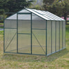 4x6/6x6/8x6/10x6FT Walk-In Greenhouse Aluminium Frame / Polycarb Panel Silver