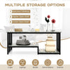 Modern Faux Marble Coffee Table 2-Tier Rectangular Accent Table Chic Cocktail