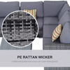 Grey Rattan Garden Sofa Set Outdoor 4 Piece Furniture with Cushions And Table