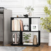 2-Tier Irregular Bookshelf Freestanding Wooden Display Shelf w/Compartment Black