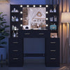 7 Drawers Makeup Vanity Set Large LED Lighted Mirror Dressing Table Dresser Desk
