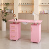 Manicure Nail Table Movable Nail Station Desk with Casters for Nails Art Beauty