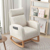 Nursery Rocking Chair Upholstered Chenille Rocker Armchair-Beige
