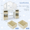 Kids Vanity Table & Chair Set 2-in-1 Princess Pretend Play Makeup Vanity Desk