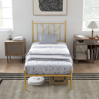 3FT Single Bed Frame with Headboard Metal Platform Bed w/30 cm Under Bed Storage