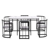 Dining Table and Chairs Set 6 Kitchen Table with MDF White Marble Tabletop Black