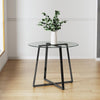 Modern Clear/Black Glass Round Dining Table With Metal Legs Kitchen Furniture