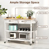 3-Tier Rolling Utility Cart with Lockable Casters-White