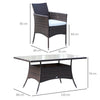 Outdoor Garden Rattan Furniture Cube Dining Set Rectangular Table 6 Chairs Brown