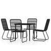 5 Piece Garden Dining Set Black vidaXL