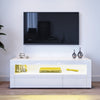 120cm Modern TV Unit Cabinet Stand White High Gloss with LED RGB Lights Drawers