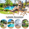 2-in-1 Garden Lounge Chair Table Set Folding Chaise Lounge w/Wicker Side Table