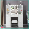 Vanity Dressing Table Makeup Desk Set with Stool Storage Cabinet + LED Mirror