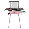 Rolling Makeup Train Case Cosmetic Trolley Organizer Travel w/LED LIght & Mirror