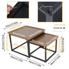 Set of 2 Nesting Coffee Table Wood Grain Top Industrial End Table Center Table