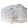 Greenhouse Garden Shed Polycarbonate Walk-In Aluminium Grow House Slid Door Base