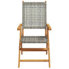Reclining Garden Chairs 6 pcs Grey Poly Rattan and Solid Wood N9R8