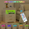 LED Nightstand Bedside Table Storage Cabinet with Charging Station & 2 Drawers