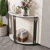 FATIVO Luxury Marble Console Table Semi Circle Entryway Table Geometric Line Leg