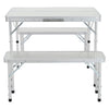 3FT Aluminum Foldable Camping Beer Table and 2 Benches Set Garden Picnic Trestle