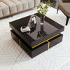 Modern High Gloss Black Side Coffee Table with 2 Storage Drawers for Living Room
