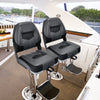 Set of 2 Folding Low-Back Boat Chair Ergonomic Fishing Yacht Seat with Strap