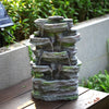 Garden Water Feature Outdoor Solar Power Cascading Water Fountain with LED Light