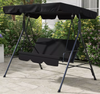 Outdoor 3 Seater Swing Chair Garden Patio Seat Adjustable Canopy Cushion Black