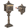 Cast Aluminum Mailbox Outdoor Lockable Security Letter Postbox w/ Baffle Door