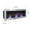 Bio Ethanol Fireplace Fire Burner Wall Mounted / Insert Heater 140x40 with Glass