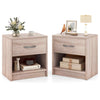 Bedroom Modern End Table Nightstand (Set of 2)w/Shelf-Natural