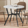 Dining Table Round 90cm Gloss White Top Black Metal Legs Modern Kitchen Room