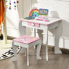 2 in 1 Kids Vanity Table and Chair Set Princess Makeup Dressing Table Writing