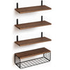 4Pcs Wooden Floating Shelves Wall Mounted Display Unit Shelf Storage Rack Decor