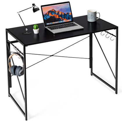 Modern Folding Computer Desk Study Writing Desk Industrial PC Laptop Table Black