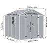 Garden Shed Double Windows 8 x 8 ft Grey Outdoor Apex Patio Plastic Storage Grey