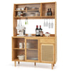 175CM Kitchen Bamboo Buffet Cabinet Wine Bar Freestanding Pantry Cabinet