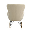 Modern Rocking Chair Fabric Upholstered Relax Rocker Lounge Chair Wingback Beige