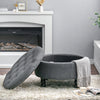 Chesterfield Button Linen Ottoman Storage Box Pouffe Footstool Coffee Table Seat