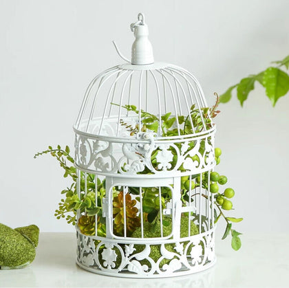 Large Decorative Bird Cage White Metal Birdcage Home Wedding Vintage Ornaments