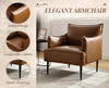 Armchair PU Leather Upholstered Padded Lounge Seating Living Room Office Brown
