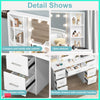 Dressing Table Set Makeup Desk w/ LED Light Mirror 7 Drawers Vanity Table White