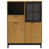 Lechnical Highboard with Glass Door FLAM 92x40x122.5 Solid Wood K7D0